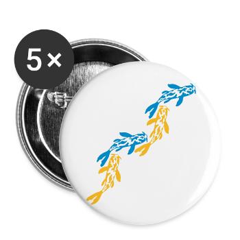 Colorful Koi Fish Nishikigoi - Buttons large 2.2''/56 mm (5-pack) - white - Front