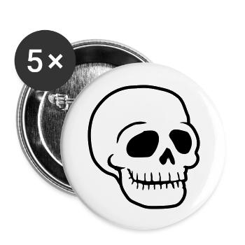 Skull friendly comic skull - Buttons large 2.2''/56 mm (5-pack) - white - Front