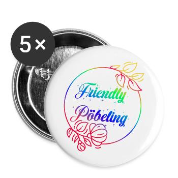 FriendlyPöbeling Rainbow - Buttons groß 56 mm (5er Pack) - Weiß - Vorne