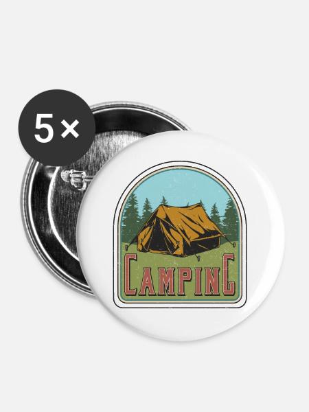 Camping - Buttons groß 56 mm (5er Pack) - Weiß
