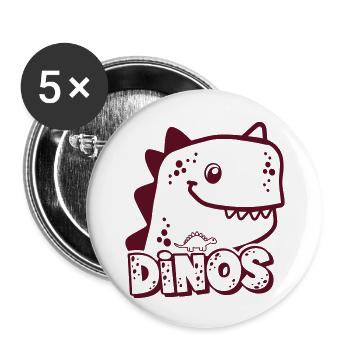 Cute Trex Dinosaur for Kids - Buttons large 2.2''/56 mm (5-pack) - white - Front