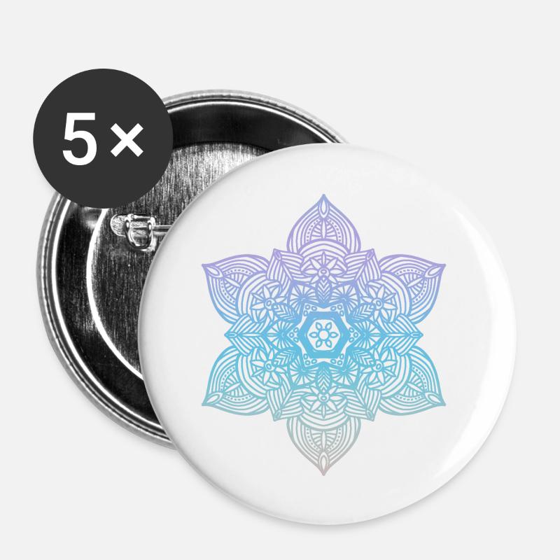 Mandala - Buttons groß 56 mm (5er Pack) - Weiß
