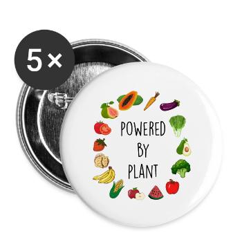 Végétalien - Lot de 5 grands badges (56 mm) - blanc - Devant