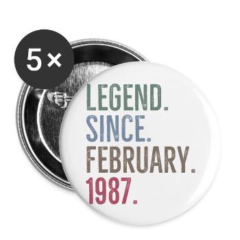 Legend Since February 1987 - Buttons large 2.2''/56 mm (5-pack) - white - Front