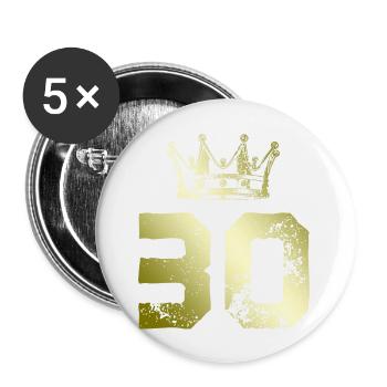 30 Zahl Krone - Buttons groß 56 mm (5er Pack) - Weiß - Vorne