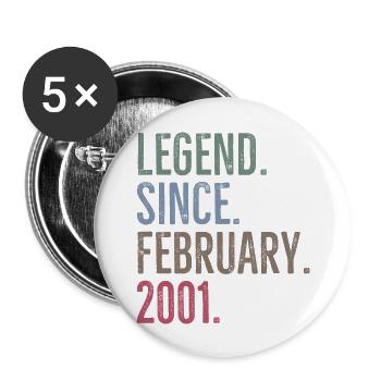 Legende seit Februar 2001 - Buttons groß 56 mm (5er Pack) - Weiß - Vorne