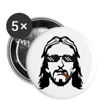 Jesus mit Brille und Zigarette - Buttons groß 56 mm (5er Pack) - Weiß - Vorne
