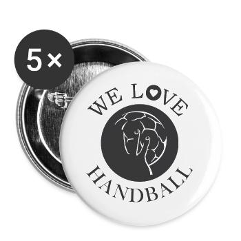 Nous aimons Handball Sport Icon Friends Graphic - Lot de 5 grands badges (56 mm) - blanc - Devant
