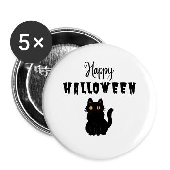 Happy Halloween Cat - Buttons large 2.2''/56 mm (5-pack) - white - Front