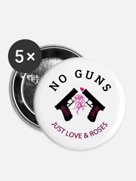 Gewehre und Rosen - Buttons groß 56 mm (5er Pack) - Weiß