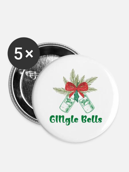 Jingle Glocken - Buttons groß 56 mm (5er Pack) - Weiß