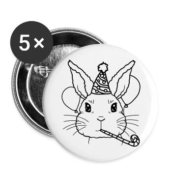Rabbit Tröte Party Hat Birthday Child - Buttons large 2.2''/56 mm (5-pack) - white - Front