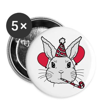 Birthday Child Rabbit Tröte Party Hat - Buttons large 2.2''/56 mm (5-pack) - white - Front