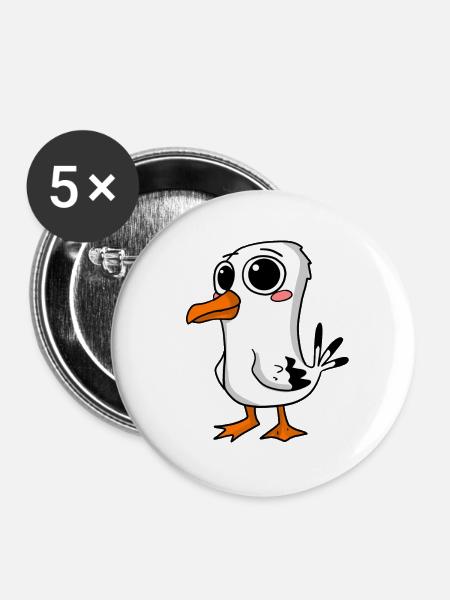 Niedliche Möwe - Buttons groß 56 mm (5er Pack) - Weiß