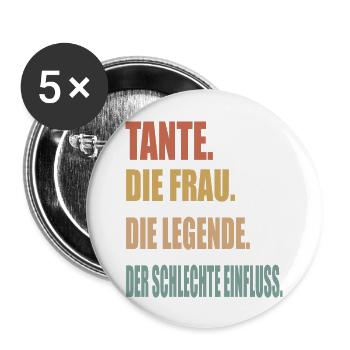 Tante Die Frau Die Legende cooler Spruch Motiv - Buttons groß 56 mm (5er Pack) - Weiß - Vorne