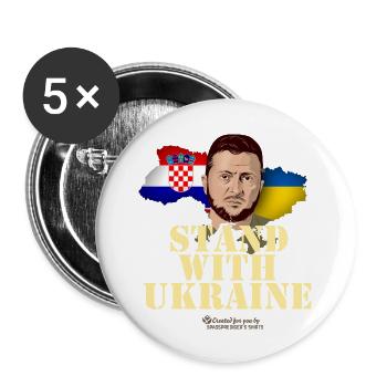Croatia Stand with Ukraine - Buttons groß 56 mm (5er Pack) - Weiß - Vorne
