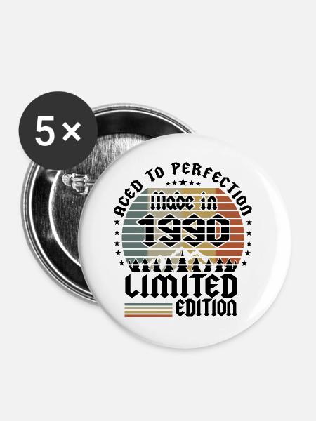 1990 Limited Edition - Buttons groß 56 mm (5er Pack) - Weiß