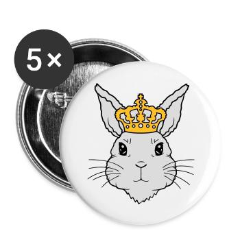 King Rabbit Crown Visage - Lot de 5 grands badges (56 mm) - blanc - Devant
