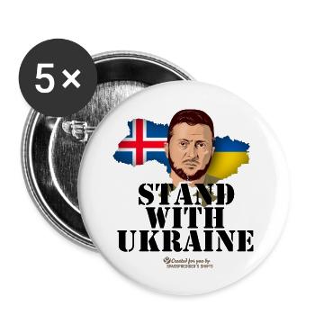 Iceland Stand with Ukraine - Buttons large 2.2''/56 mm (5-pack) - white - Front
