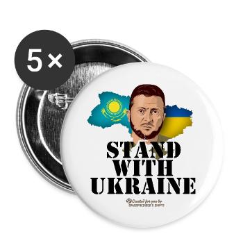 Ukraine Kazakhstan Supporters Merch - Lot de 5 grands badges (56 mm) - blanc - Devant