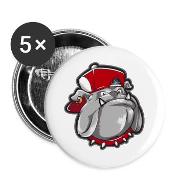 Bulldog Mascot Street Grunge - Buttons large 2.2''/56 mm (5-pack) - white - Front