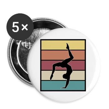 Gymnastique, Gymnaste - Gymnastique rétro - Lot de 5 grands badges (56 mm) - blanc - Devant