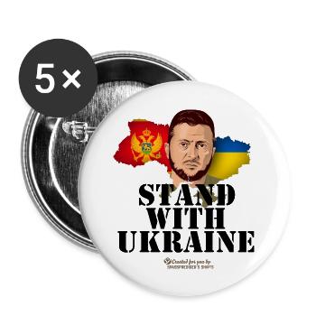 Montenegro Ukraine T-Shirt - Buttons groß 56 mm (5er Pack) - Weiß - Vorne
