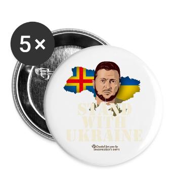 Åland Stand with Ukraine - Buttons groß 56 mm (5er Pack) - Weiß - Vorne