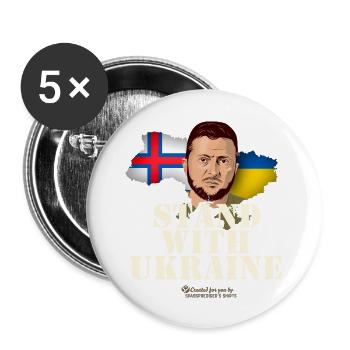 Färöer Stand with Ukraine - Buttons groß 56 mm (5er Pack) - Weiß - Vorne