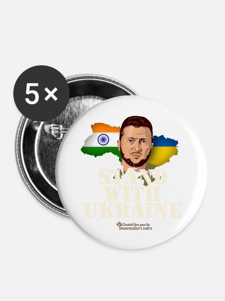 Ukraine Indien - Buttons groß 56 mm (5er Pack) - Weiß