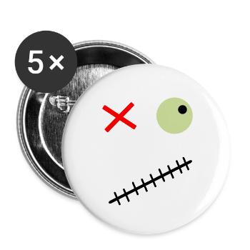 Terrifying face with a green eye - Buttons large 2.2''/56 mm (5-pack) - white - Front