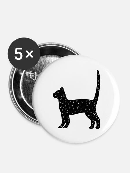 Himmlische Katze - Buttons groß 56 mm (5er Pack) - Weiß