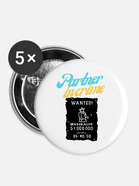 Wanted - Buttons groß 56 mm (5er Pack) - Weiß