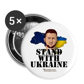 Alaska Ukraine Unterstützer T-Shirt Design - Buttons groß 56 mm (5er Pack) - Weiß - Vorne