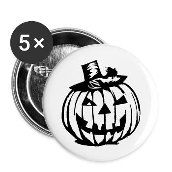 Halloween Spooky Pumpkin Lantern Vector - Buttons large 2.2''/56 mm (5-pack) - white - Front