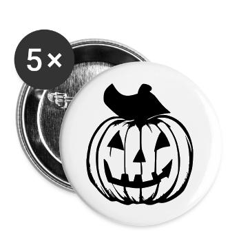 Halloween gespenstisch Kürbis Kürbislaterne Vektor - Buttons groß 56 mm (5er Pack) - Weiß - Vorne