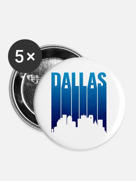 Dallas Skyline Gradient Silhouette - Buttons groß 56 mm (5er Pack) - Weiß