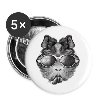 Guinea pig cool sunglasses funny design 11 - Buttons large 2.2''/56 mm (5-pack) - white - Front