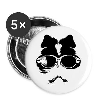 Guinea pig cool sunglasses funny vector 9 - Buttons large 2.2''/56 mm (5-pack) - white - Front