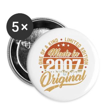 2007 Vintage Born Retro Vintage Birthday Gift - Buttons large 2.2''/56 mm (5-pack) - white - Front