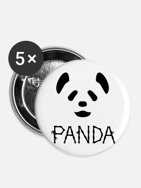 Panda Noir - Buttons groß 56 mm (5er Pack) - Weiß