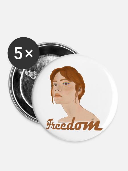 Freedom - Buttons groß 56 mm (5er Pack) - Weiß