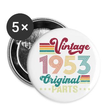 Vintage 1953 Original, Cadeau D'anniversaire - Lot de 5 grands badges (56 mm) - blanc - Devant