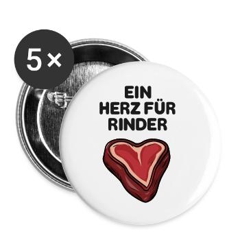 Ein Herz für Rinder - Buttons groß 56 mm (5er Pack) - Weiß - Vorne