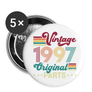 Vintage 1997 Original, Cadeau D'anniversaire - Lot de 5 grands badges (56 mm) - blanc - Devant