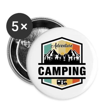 Camping - Buttons groß 56 mm (5er Pack) - Weiß - Vorne