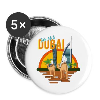 TAKE ME TO DUBAI - Buttons large 2.2''/56 mm (5-pack) - white - Front
