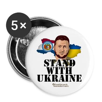 Missouri Ukraine Fahnen Unterstützer Design - Buttons groß 56 mm (5er Pack) - Weiß - Vorne