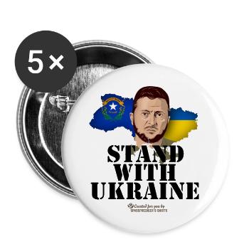 Ukraine Unterstützer Merch Nevada Selenskyj - Buttons groß 56 mm (5er Pack) - Weiß - Vorne