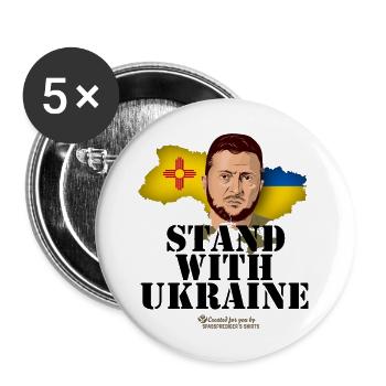 Ukraine Zelenskyj New Mexico Stand with Ukraine - Buttons large 2.2''/56 mm (5-pack) - white - Front